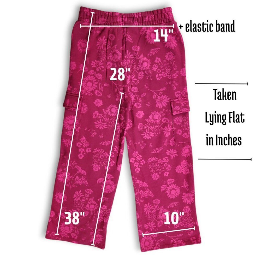 GAP Original Youth Red Pink Cozy Fleece Cargo Wide-Leg Sweatpant Size L (14/16) - Picture 8 of 11